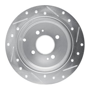 Dodge Attitude Brake Rotor (1) - Rear Left - R1 Concepts - Drilled & Slotted - Silver - `06-`12